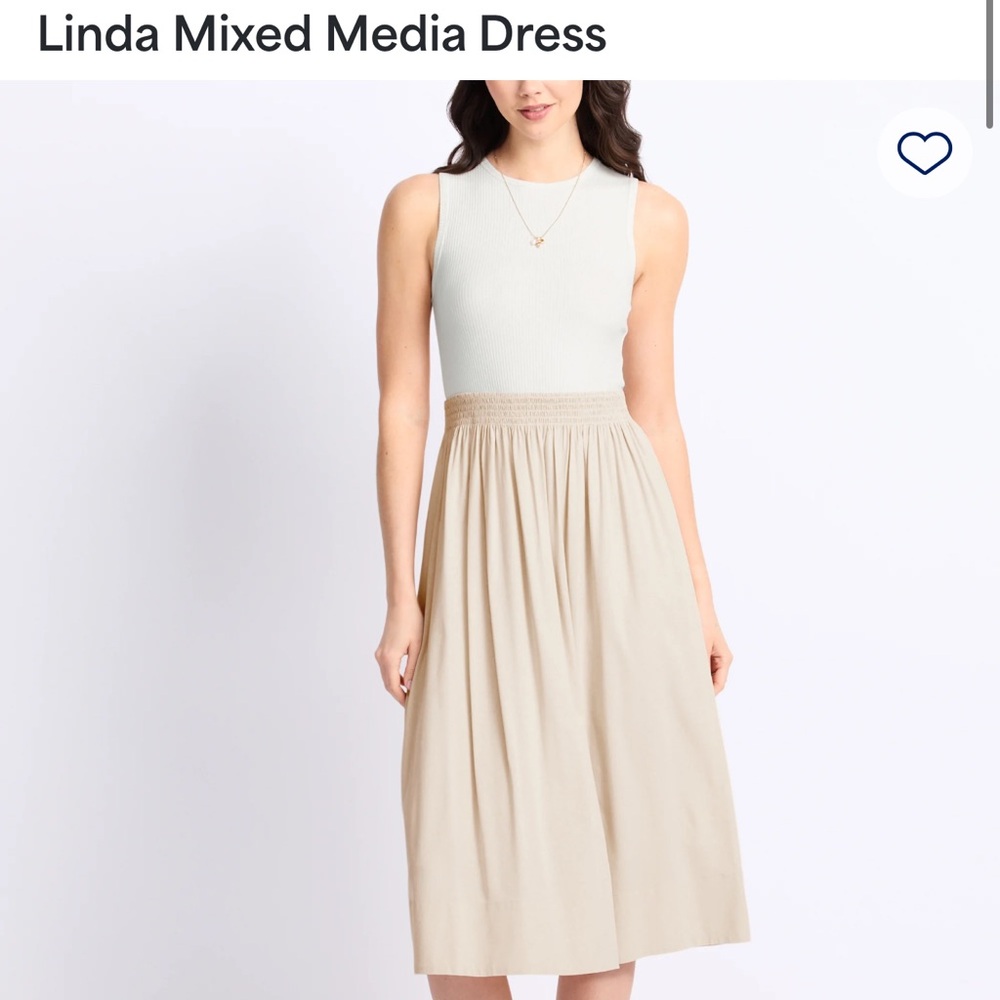 Elegant Cream and Tan Sleeveless Dress